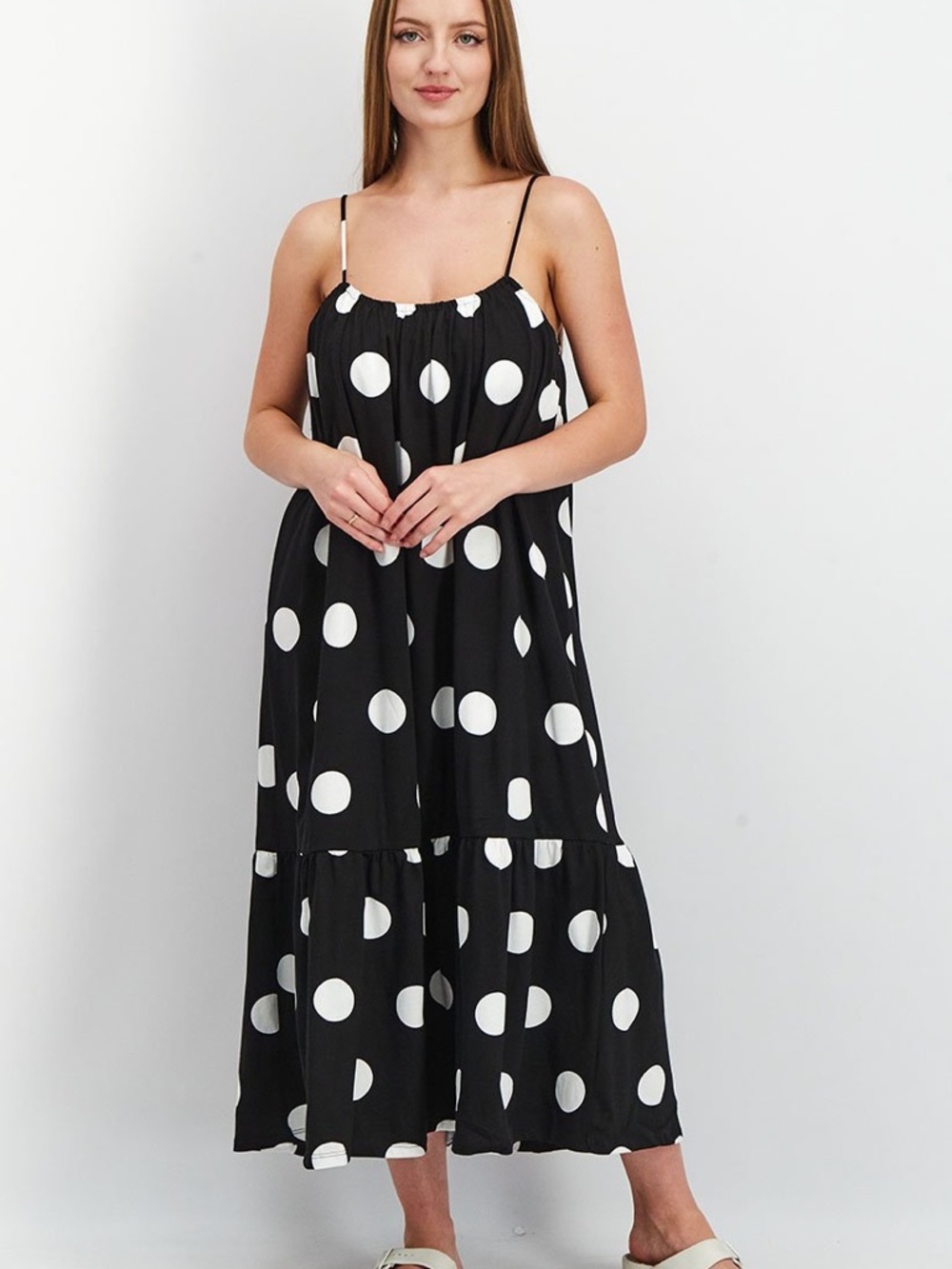 ASOS Black Maxi Dress with White Polka Dots